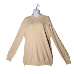 MLANM Beige Mock Neck Sweater L Lightweight Knit Long Sleeve Pullover NWT Luxury